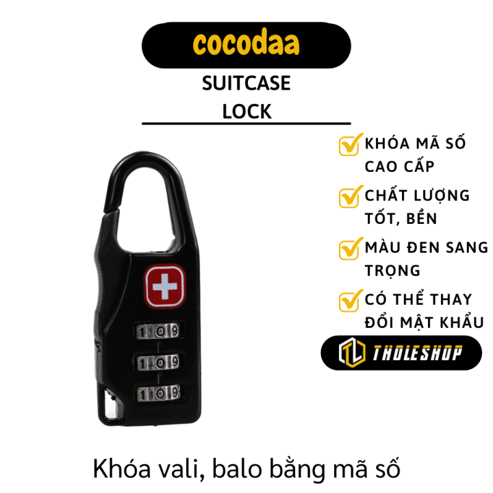 Khóa Chống Trộm Cho Vali, Balo Mã Số Chữ Thập Chất Lượng Tốt - Khóa bảo vệ an toàn cho vali - Ổ khóa chữ số cho vali