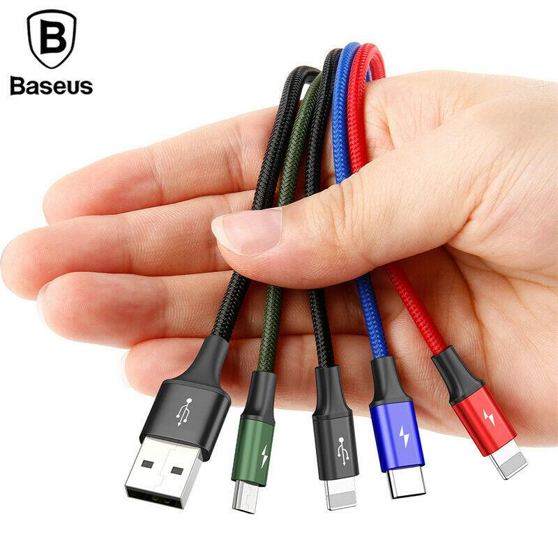 Baesus 4 in 1 Multi USB Charger Charging Cable Cord for iPhone Type C Micro USB
