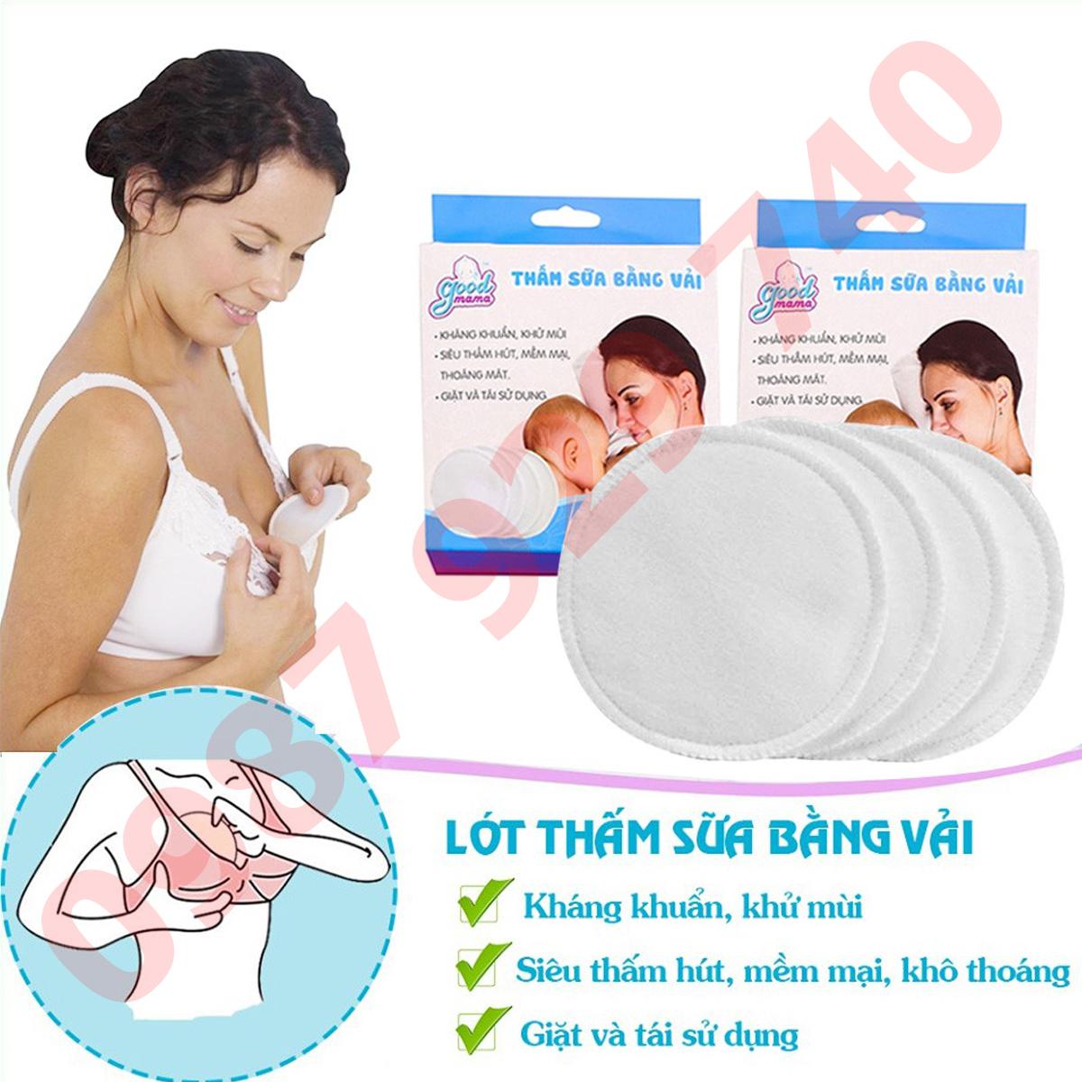 Một hôp gồm 8 miếng lót thấm sữa giặt được GoodMama - Good mama lót thấm sữa đồ dùng cho bé sơ sinh miếng lót thấm sữa giặt được lót thấm sữa hàng đẹp - MLTS