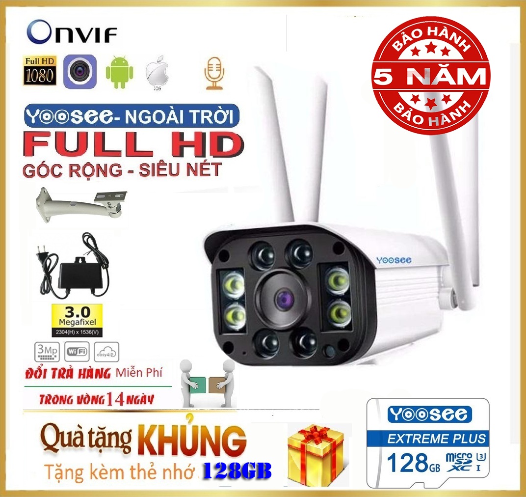 >> BÁO GIÁ (BẢO HÀNH 24 THÁNG, SALE 50%)CAMERA WIFI YOOSEE 2.0MP FULLHD 1920 X 1080,CAMERA WIFI KHÔNG DÂY HỖ TRỢ GHI ÂM, | Shopee Lazada Sendo Tiki mới nhất 80 (KÈM THẺ SD YOOSEE 128GB giá 450k,CÓ MẦU BAN ĐÊM) camera YOOSEE KHÔNG DÂY wifi 3.0 ngoài trời - trong nhà,chống nước, camera yoosee 4 râu 3.0 Mpx FullHD 1920 x 1080P (CÓ 2 MÃ CHO KHÁCH CHỌN LỰA:CÓ THẺ VÀ CHƯA KÈM THẺ)-4 đèn hồng ngoại và 4 đèn LED