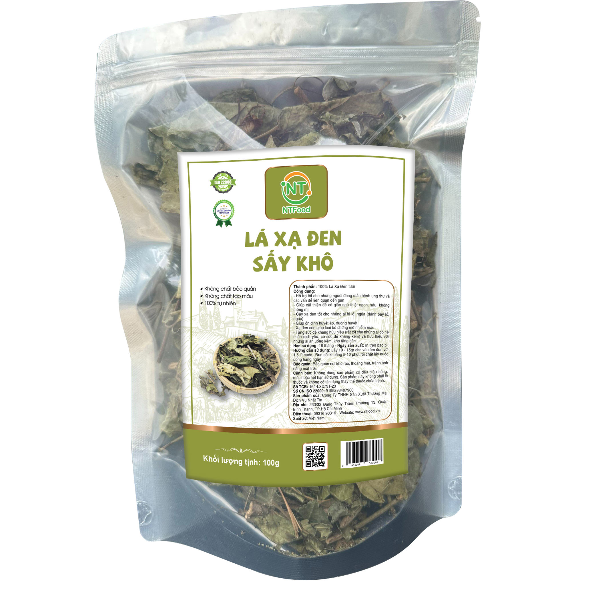 Lá xạ đen sấy khô ntfood túi 100gr - nhất tín food