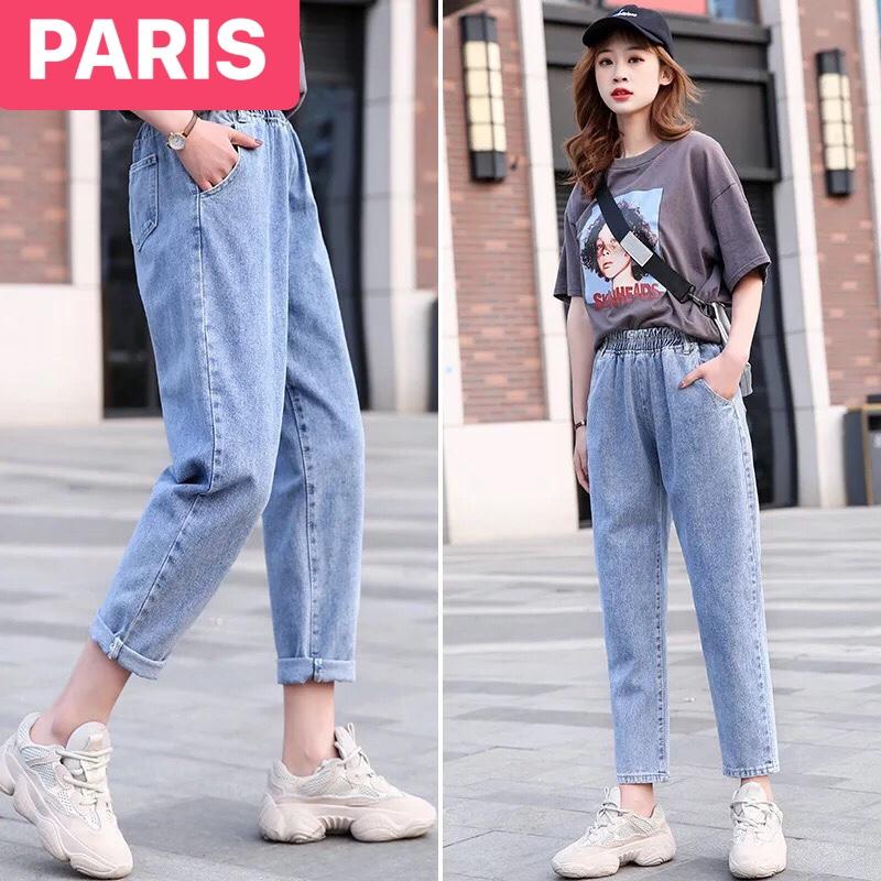 QUẦN BAGGY JEAN NỮ CHẤT BÒ XANH LƯNG THUNG LƯNG CAO NÂNG MÔNG PR-330 CAO CẤP - PARIS FASHION