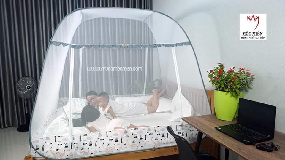 Màn Chụp , Mùng Chụp Cao Cấp Mộc Miên Đỉnh Rộng Loại 2 cửa ( Mẫu Khủng Long )