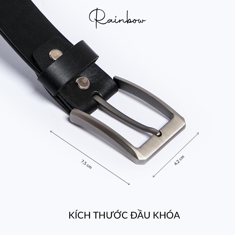 Thắt lưng nam da bò thật đẳng cấp Rainbow BELT-004-BLK màu đen