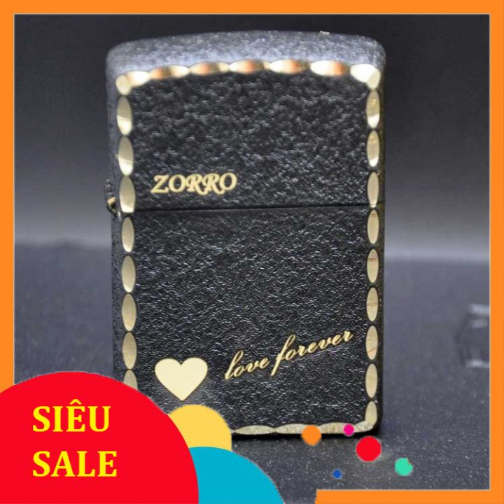 Bật lửa xăng đá vân đá cao cấp zorro  đen nhám