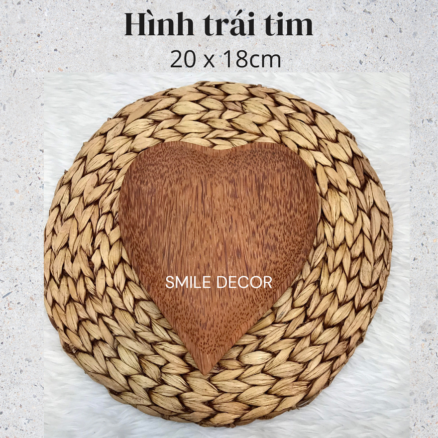 Đĩa gỗ dừa đựng thức ăn, trang trí Smile Decor