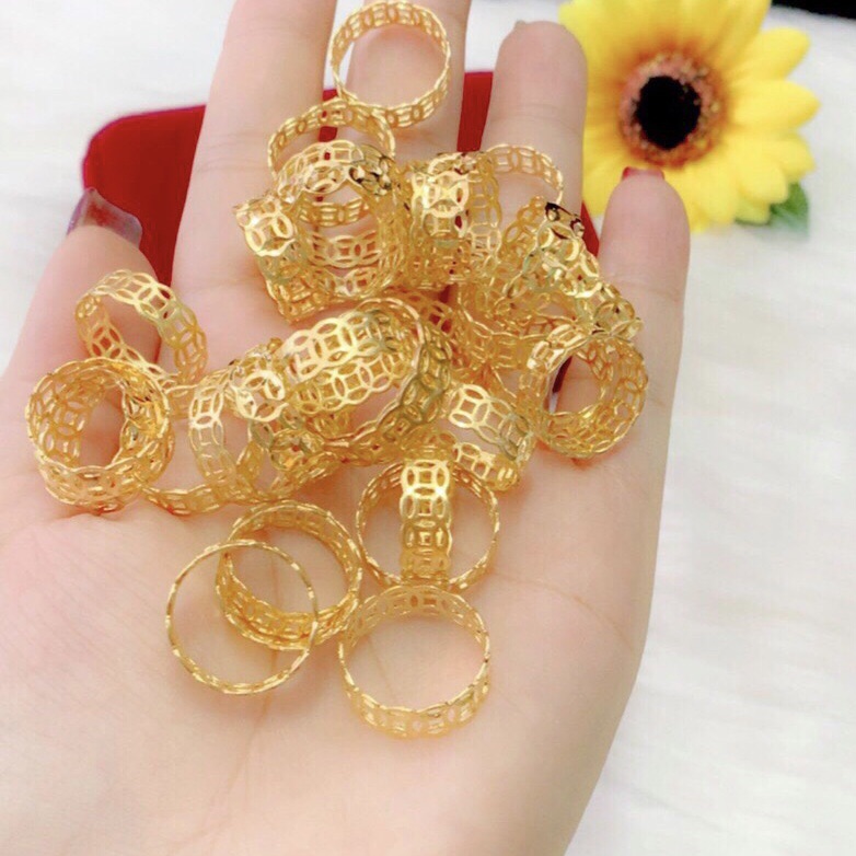 Nhẫn kiểu kim tiền mạ vàng 24 cực đẹp