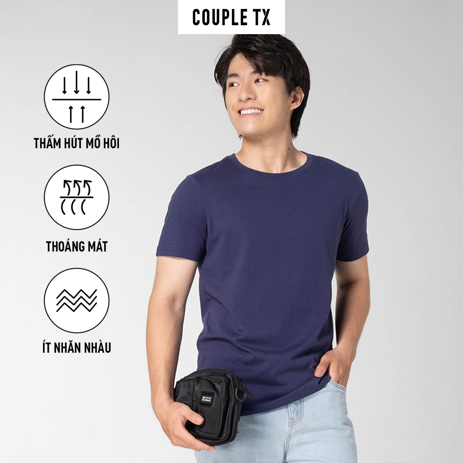 Áo Thun Nam COUPLE TX - Áo Thun Trơn, Slim Basic Cổ Tròn MTS 1325