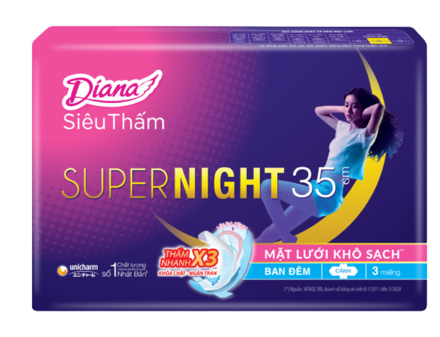 Băng vệ sinh diana siêu thấm supernight 35cm