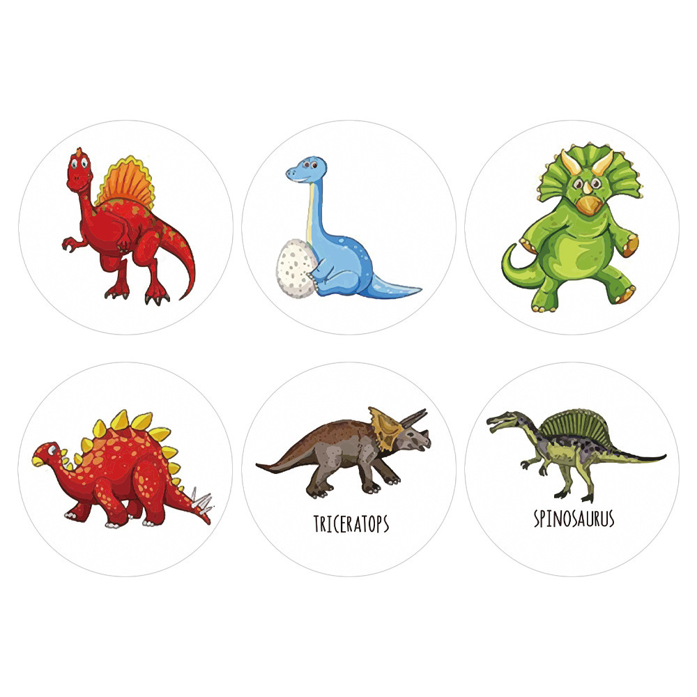 Cuộn 500 tem Sticker Hình khủng long dễ thương cho bé - 2.5cm
