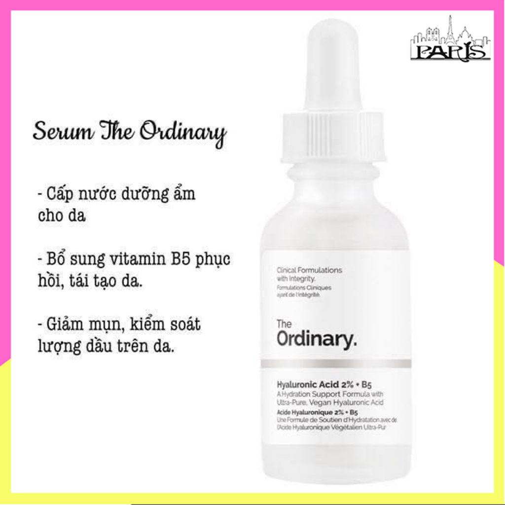 Serum dưỡng ẩm phục hồi The Ordinary Hyaluronic Acid 2% + B5, Tinh chất dưỡng ẩm phục hồi The Ordinary Hyaluronic Acid 2% + B5