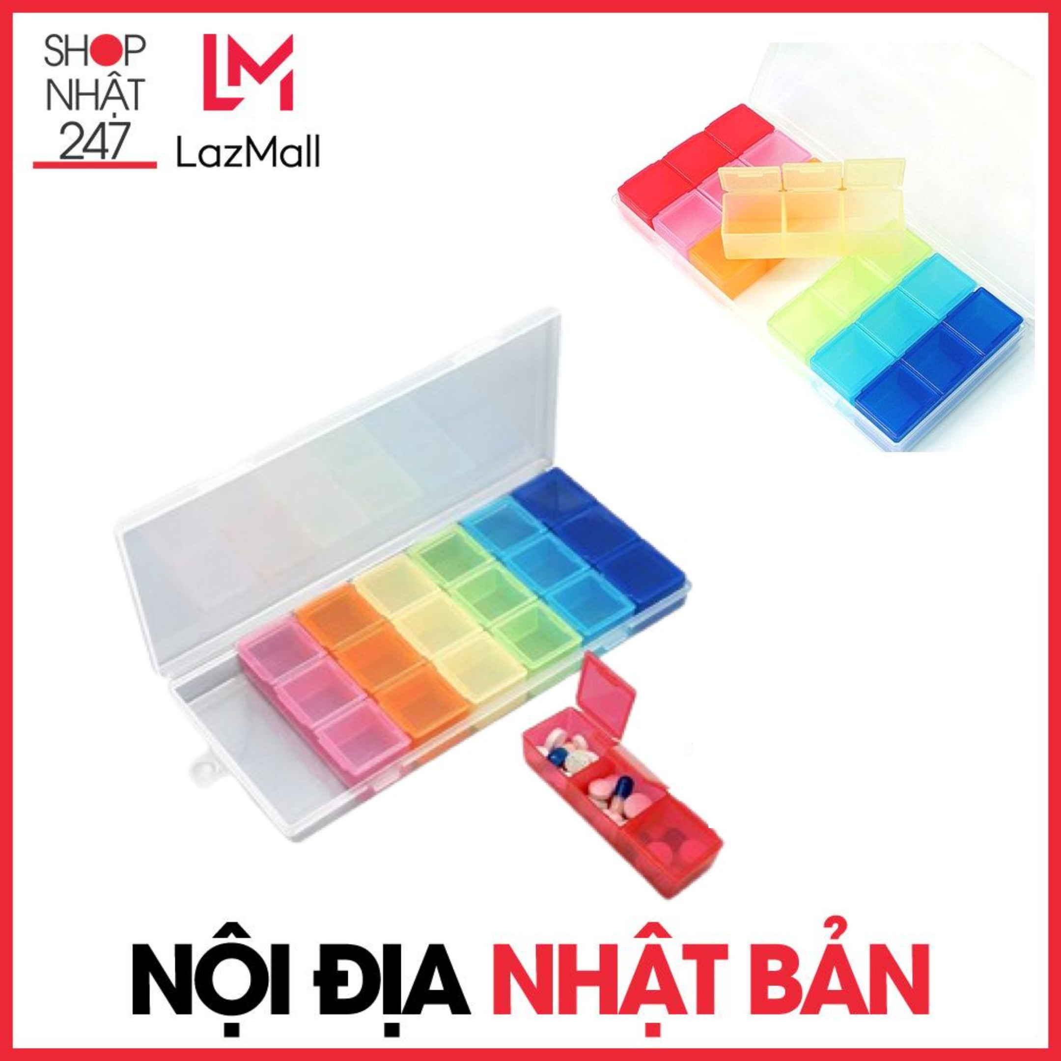 Hộp đựng đồ chia thuoc (trung bình) nội địa Nhật Bản - mẫu 7 ngăn