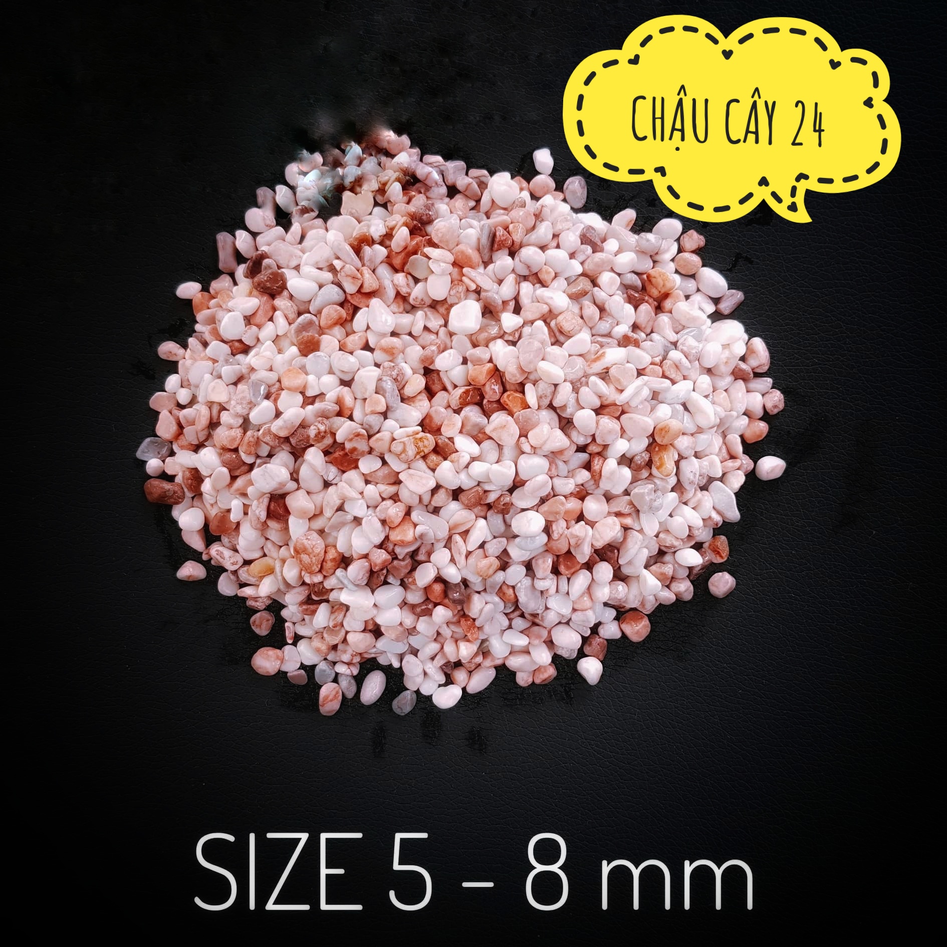 Sỏi để hồ cá, trang trí chậu cây, sân vườn, terrarium 1 KG màu hồng size 5-8 mm