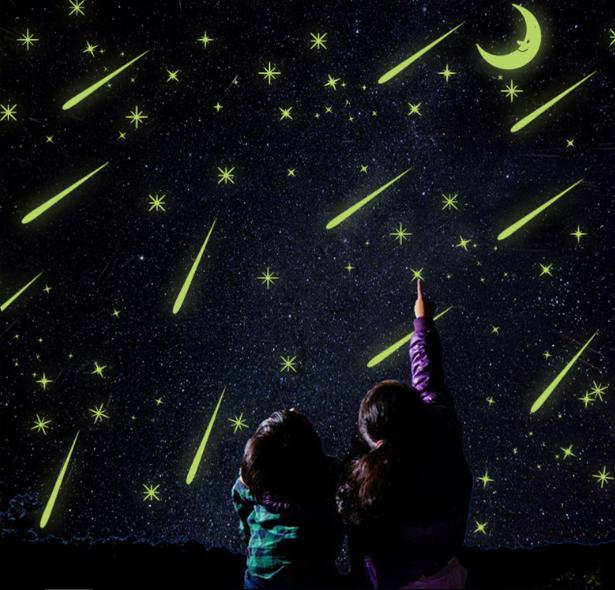 [HCM]Decal trang trí Sao Băng - Dạ Quang. Decal in trên chất liệu PVC có keo sẵn ở mặt sau chỉ cần lột ra và dán có thể lau chùi bằng nước công nghệ in rõ nét không bay màu.