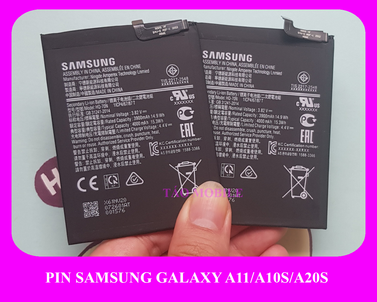 Pin Samsung Galaxy A11 A10S A20S công ty