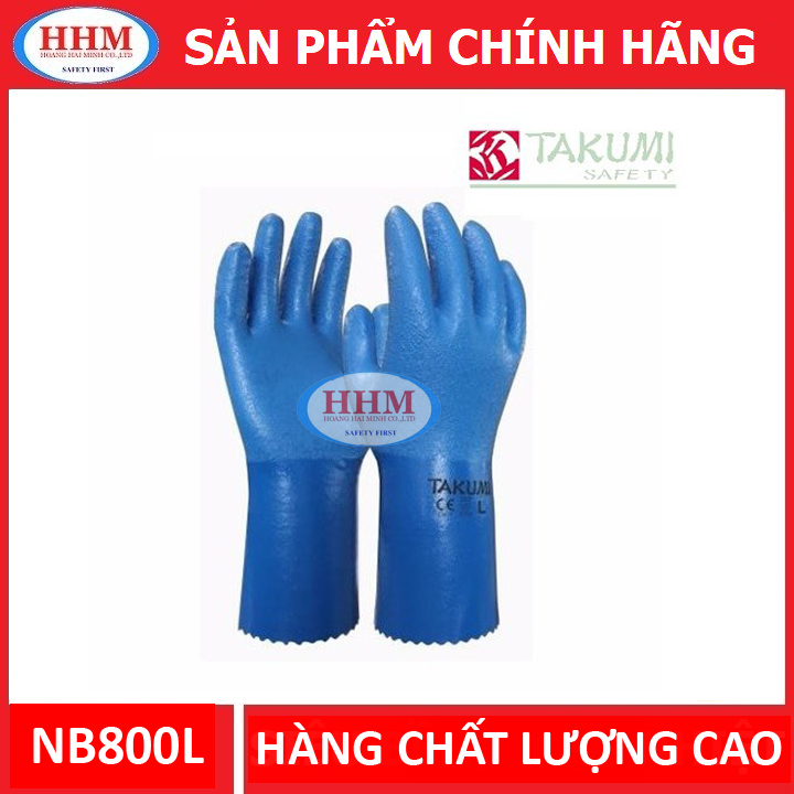 Găng tay Nitrile chống hóa chất Takumi NB800L