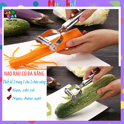 Nạo rau củ quả Inox cao cấp đa năng 2 in 1 nạo vỏ và bào sợi rau củ quả inox 304 không rỉ sắc bén tiện lợi