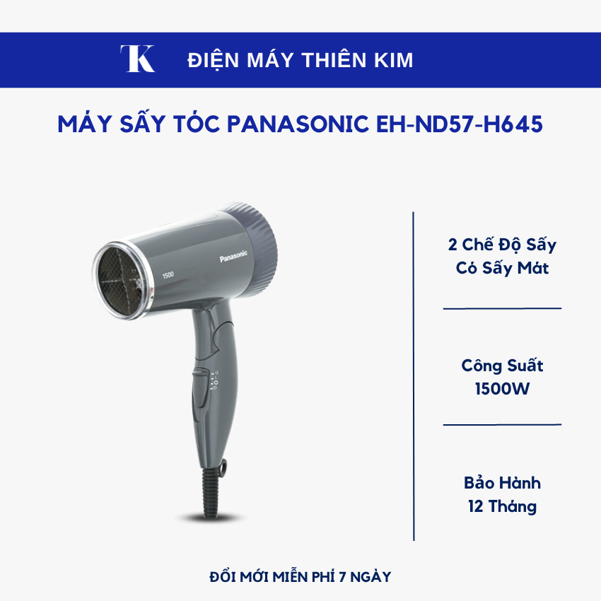 Máy sấy tóc panasonic eh-nd57-h645 1500w - bảo hành 12 tháng toàn quốc
