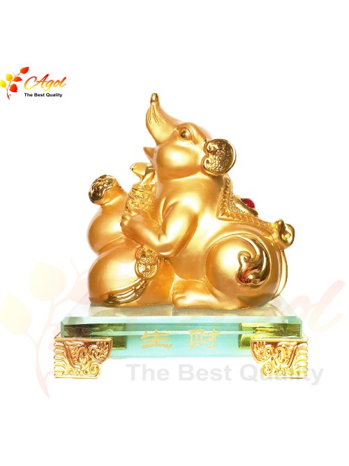 Tượng Chú Chuột Vàng Đế Thủy Tinh