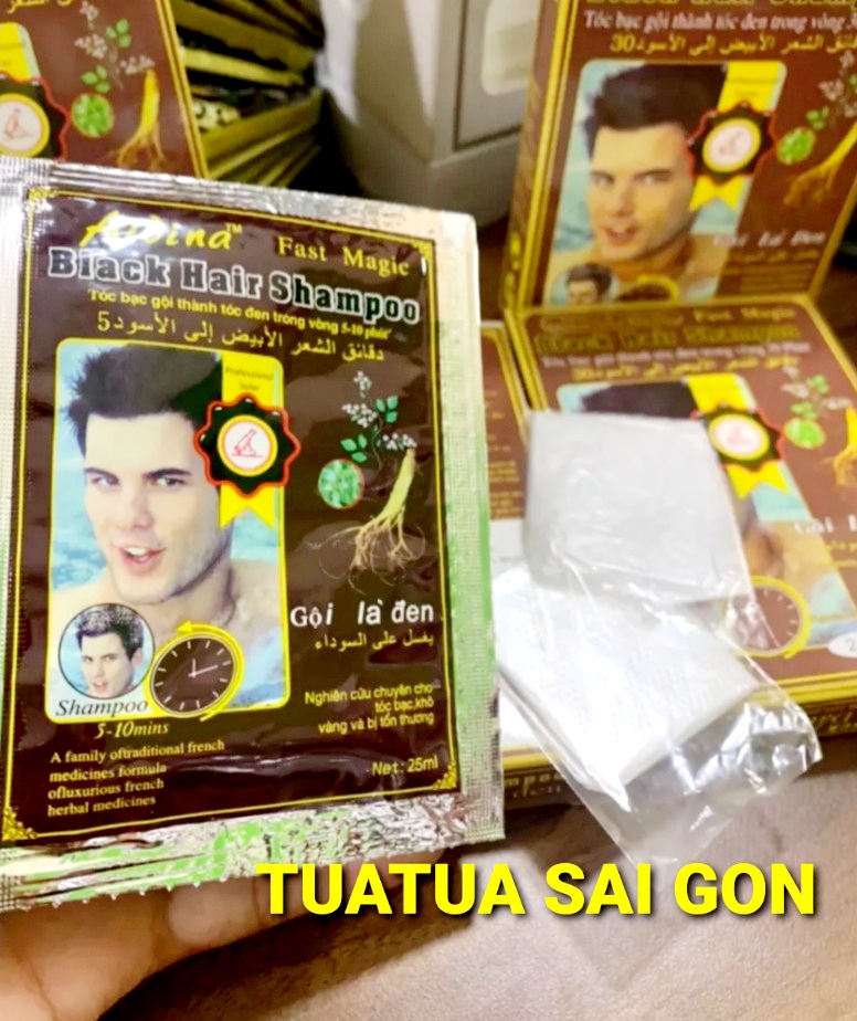 Dầu Gội Là Đen Fast Magic Back Hair Shampoo (Hộp 2 gói)