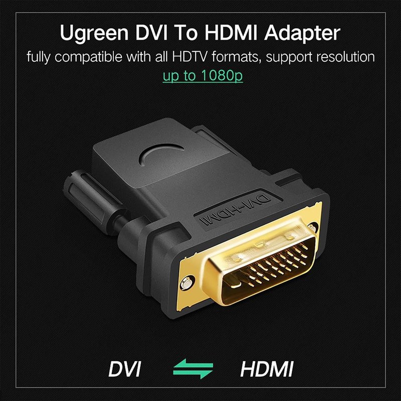 Đầu chuyển đổi cổng HDMI cái sang DVI-D (24+1) đực UGREEN 20124 (màu đen)