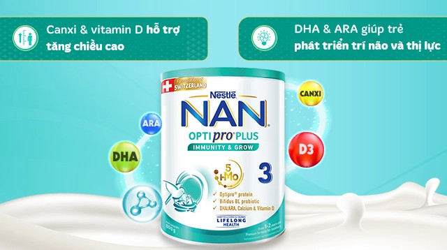 Sữa bột Nan Optipro Plus số 3 5HMO 800g_1.5kg