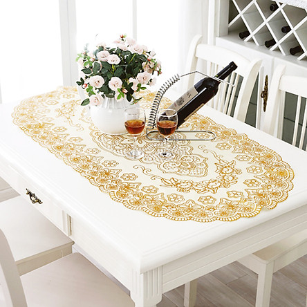 Khăn trải bàn dạng tròn hoa văn sang trọng