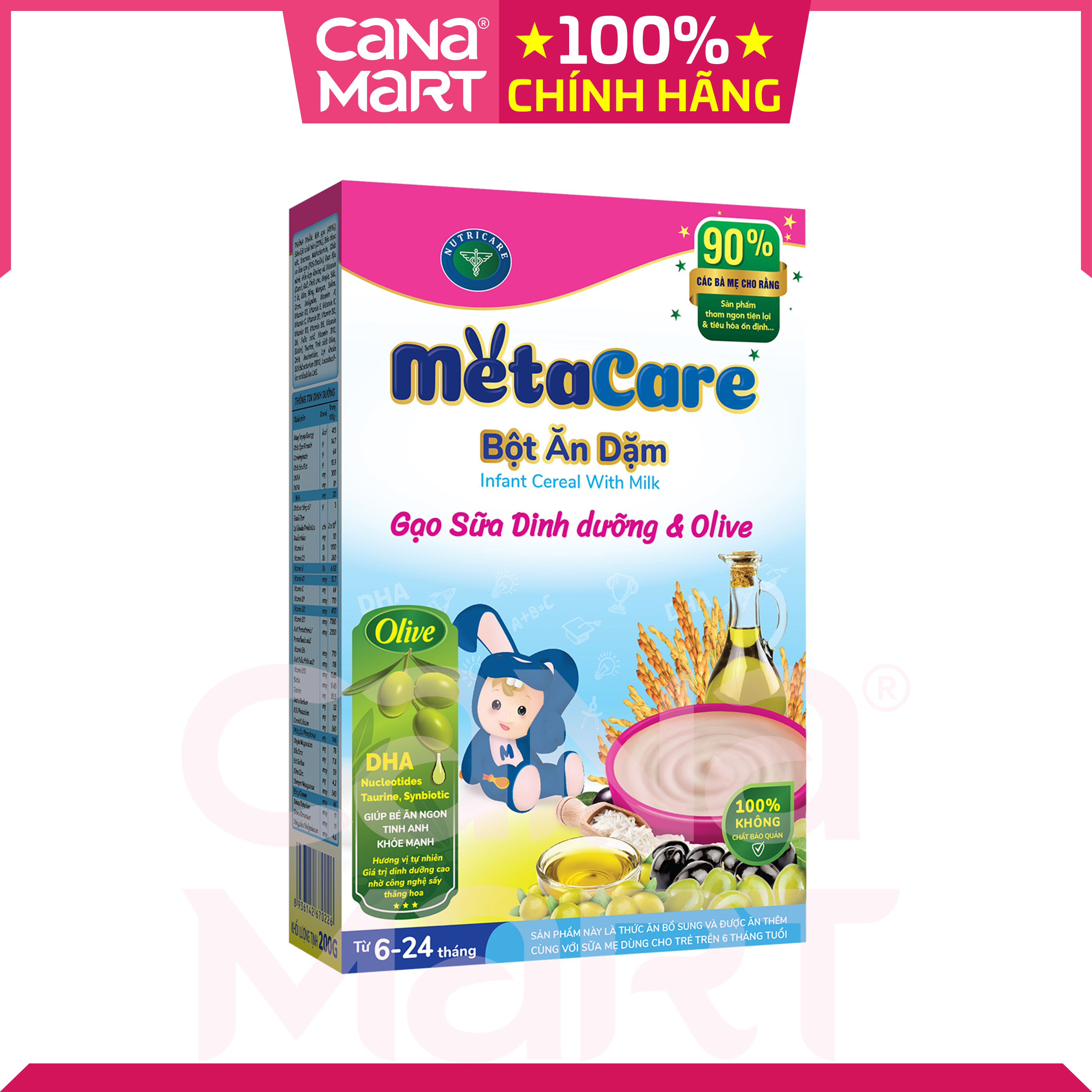 Bột ăn dặm Metacare Gạo sữa dinh dưỡng & olive (200g)