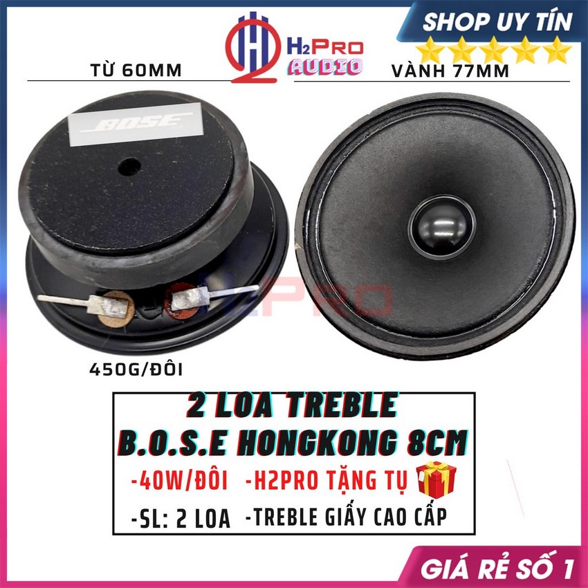 2 Loa Treble Boss HongKong 8Cm Cao Cấp, Loa Tép Giấy Xịn Hỗ Trợ Lời 40W, 8 Ôm, Coil 15 (Tặng Cặp Tụ 30K)-H2Pro Audio