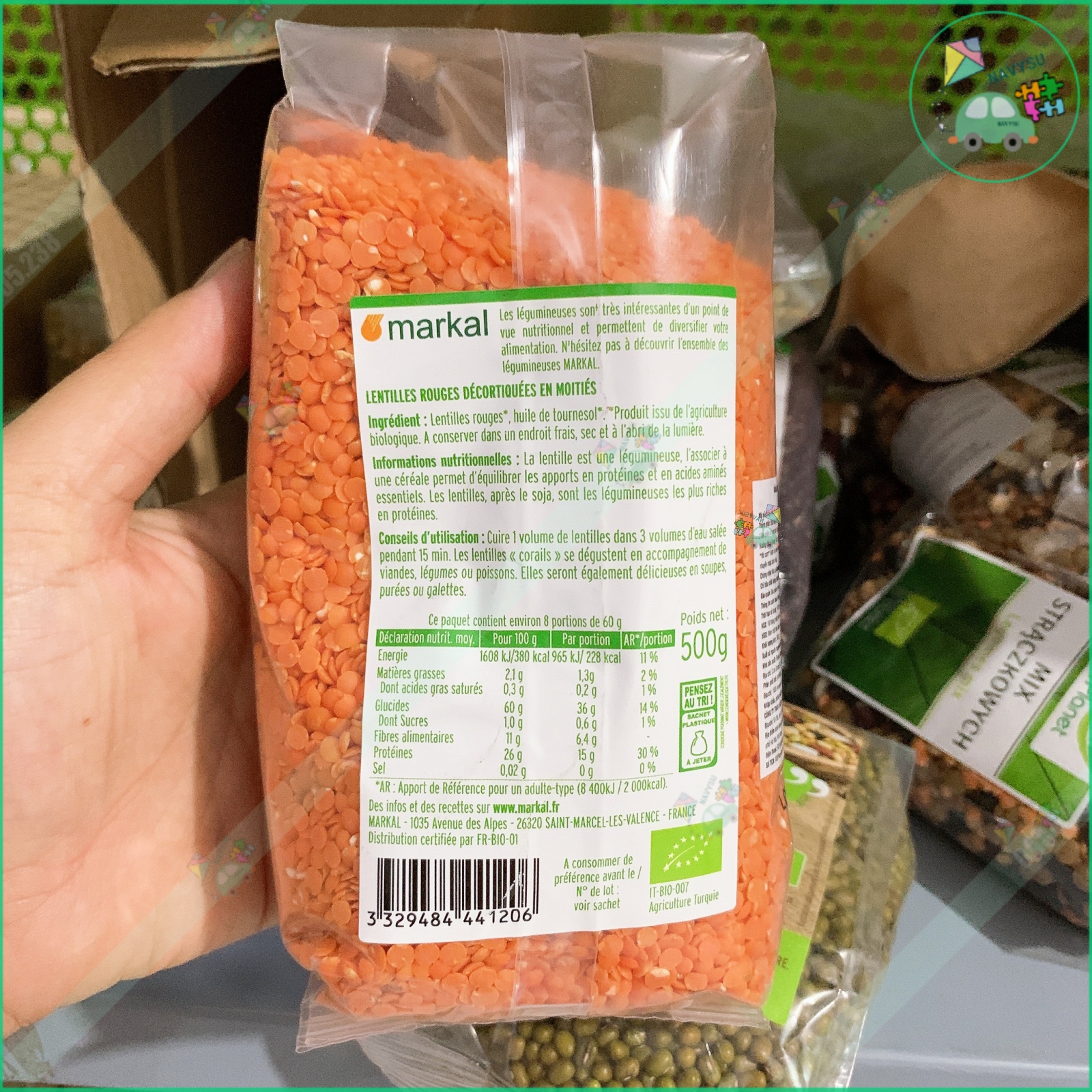 Đậu lăng đỏ hữu cơ Markal 500g 100g, hạt lăng