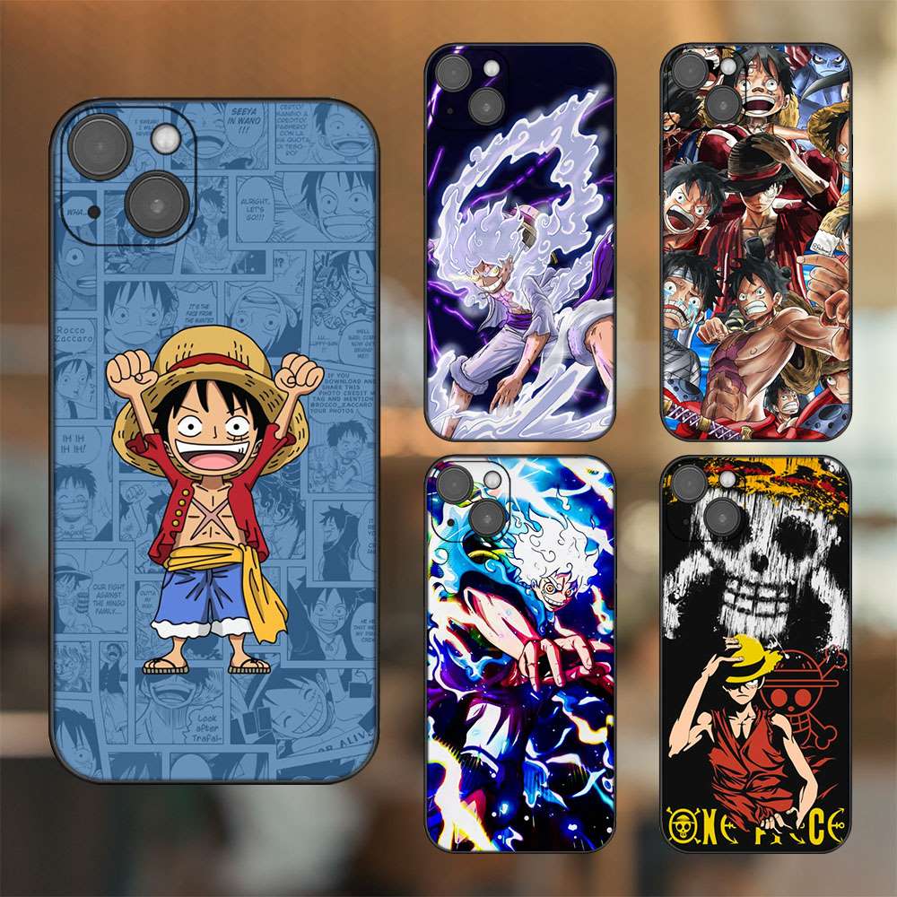 Ốp lưng iPhone 14 Plus dẻo đen cạnh vuông in hình Luffy One Piece
