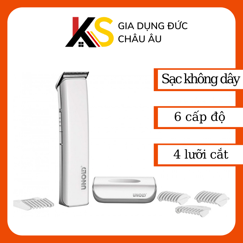 Tông đơ cắt tóc không dây unold 87850 - 6 cấp độ cắt tỉa, 4 phụ kiện lưỡi dao đi kèm