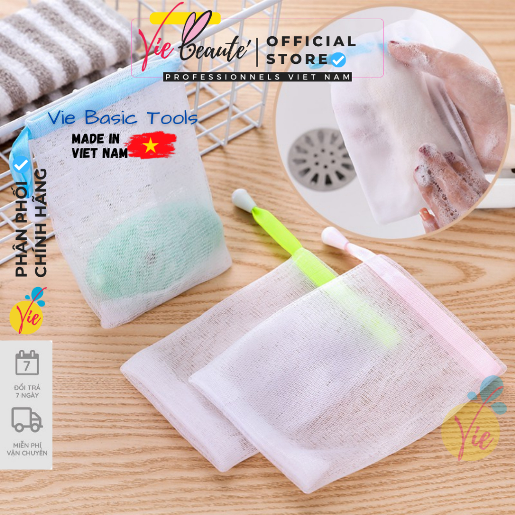 Lưới tạo bọt xà phòng - Túi lưới đựng xà phòng - Túi đựng xà bông tắm - Viebeaute