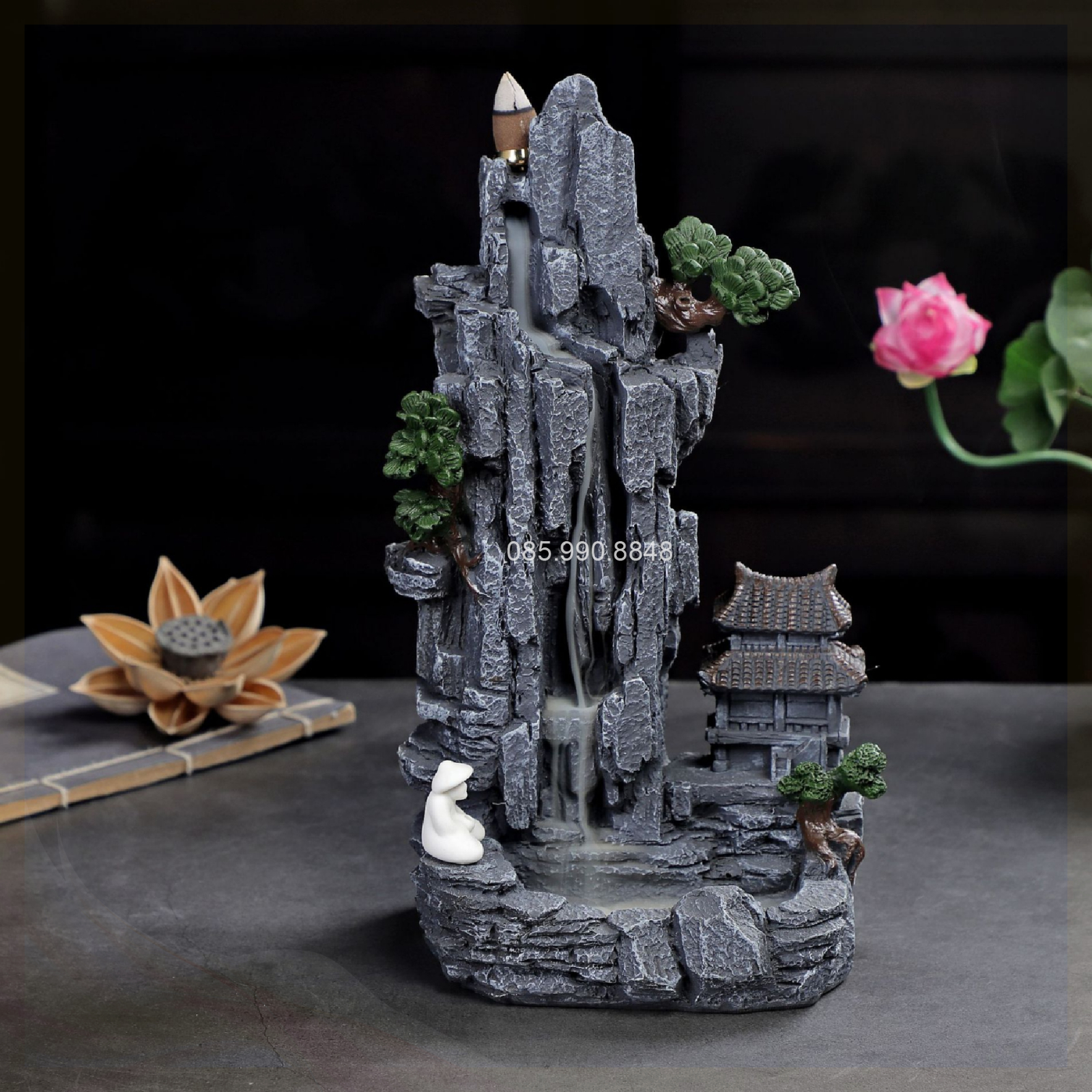 Thác Khói Trầm Hương, Thác Trầm Khói Ngược - hình Non Bộ kiêm để trang trí hồ các giúp hút tài lộc, tụ vượng khí