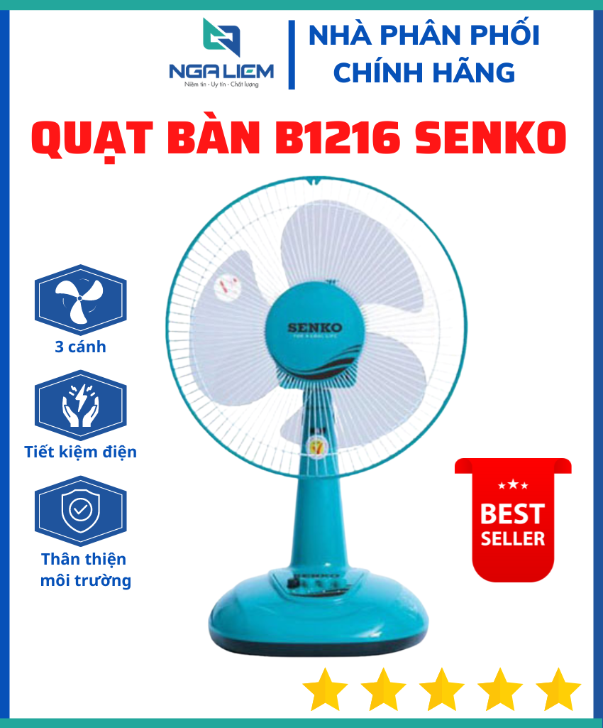 Quạt Bàn B1216 Senko (Màu ngẫu nhiên) [Hàng Chính Hãng]
