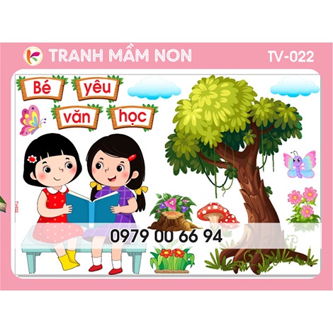 Tranh mầm non - góc thư viện 022