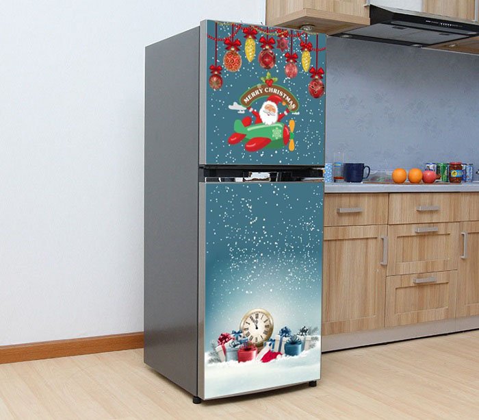 [HCM]Miếng dán tủ lạnh Cao cấp - Giáng sinh (Kích thước Ngang 60cm x Cao 1m3)