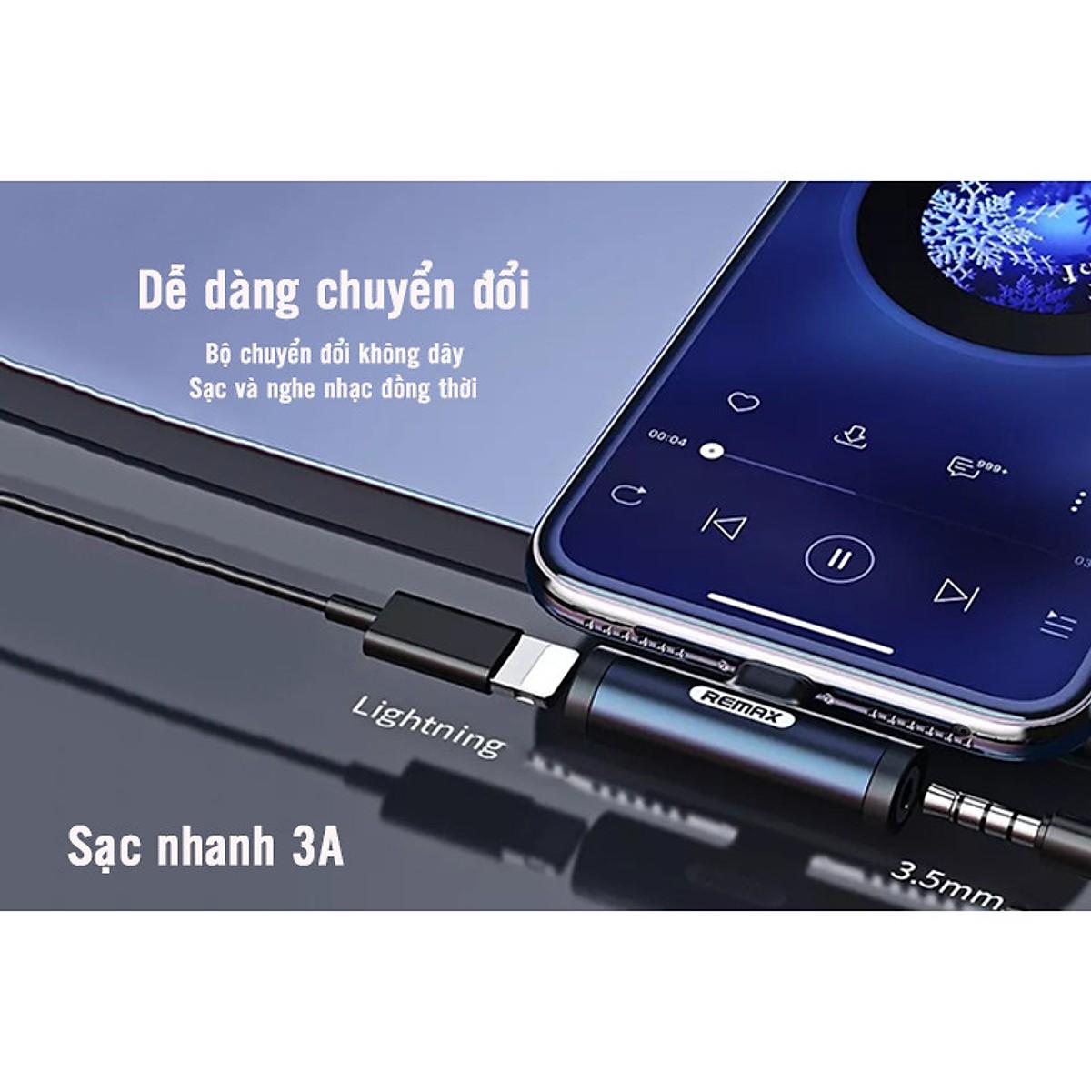 Đầu chuyển đổi cổng Lightning ra cổng Lightning và Jack 3.5mm Remax RL-LA03i