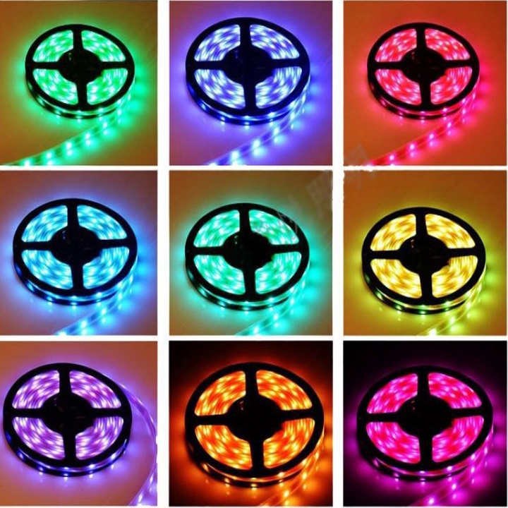 Cuộn đèn Led dây dán 5m đổi nhiều màu (RGB) + Nguồn + Remote điều khiển