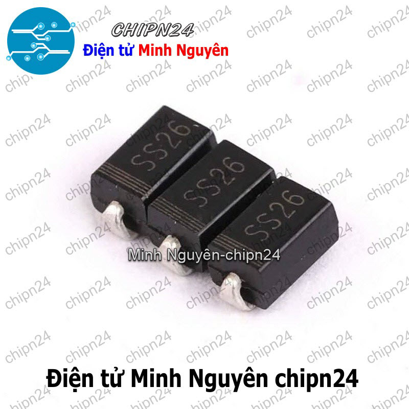 [10 con] (G7) Diode Dán SS26 SMA 2A 60V (SMD) (4.3x2.6mm) (Diode xung) - HH004090