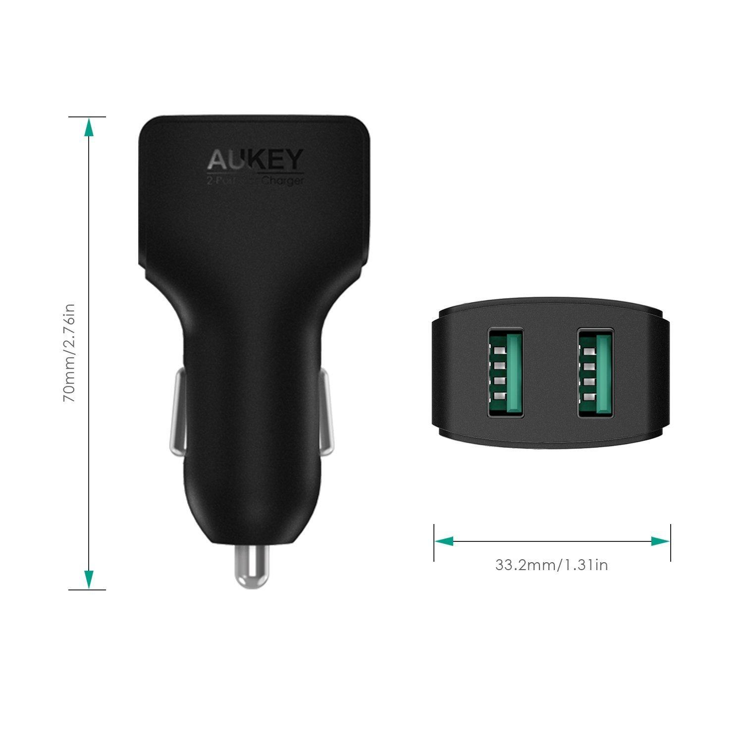 TẨU SẠC OTO 2 CỔNG AUKEY CC-S3 ( 24W)