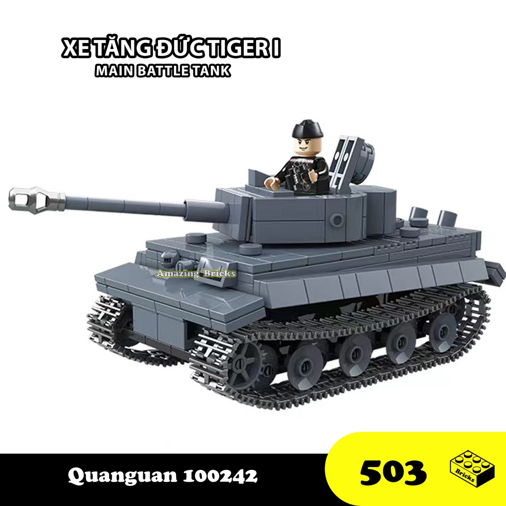 Đồ chơi Lắp ráp Xe Tăng Đức Tiger I, Quanguan 100242 Panzer Tank