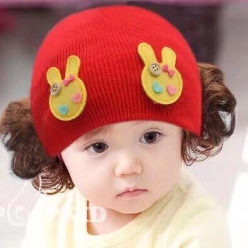 Mũ len kèm tóc giả cho bé/Mom Space