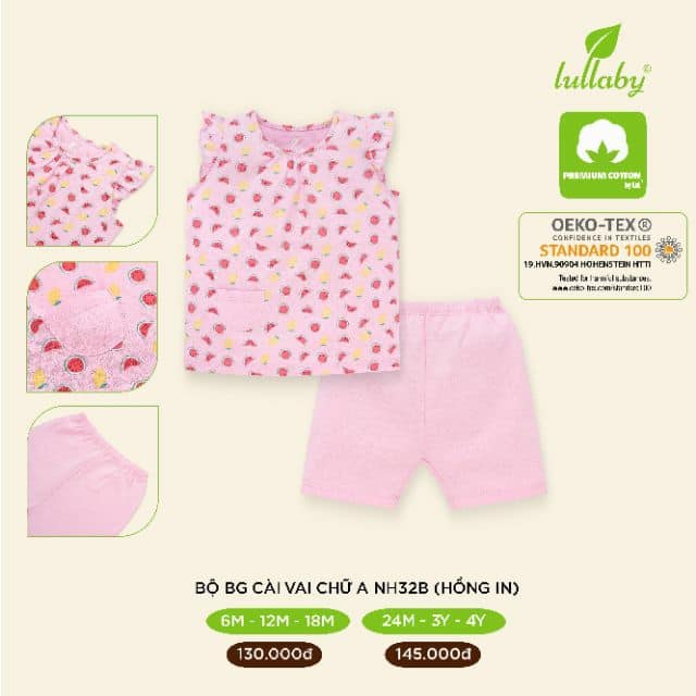 Bộ sát nách vải thở Lullaby (BST trái cây nhiệt đới)
