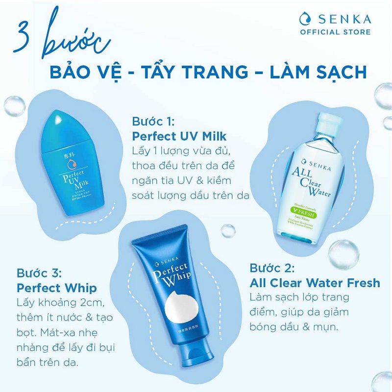 Combo Senka Làm Sạch Chống Nắng Senka
