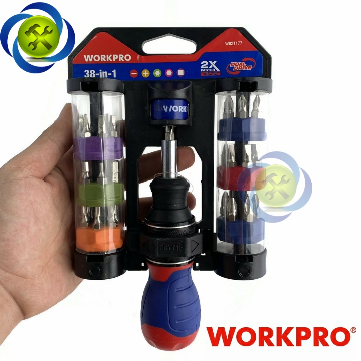 [HCM]Bộ tua vít 38 chi tiết WORKPRO W021177 nhân đôi tốc độ