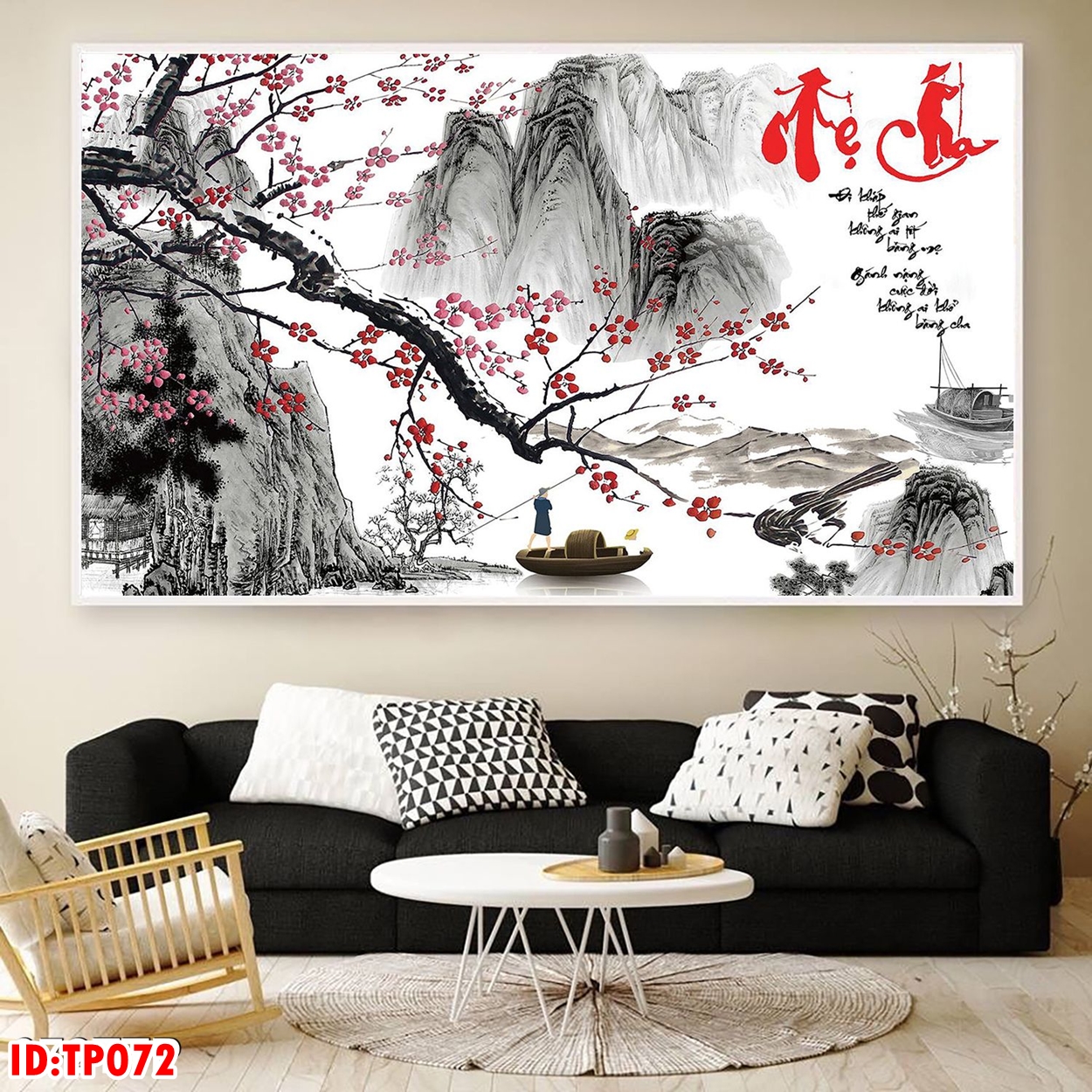 Tranh canvas trang trí giá rẻ - tranh thư pháp về cha mẹ