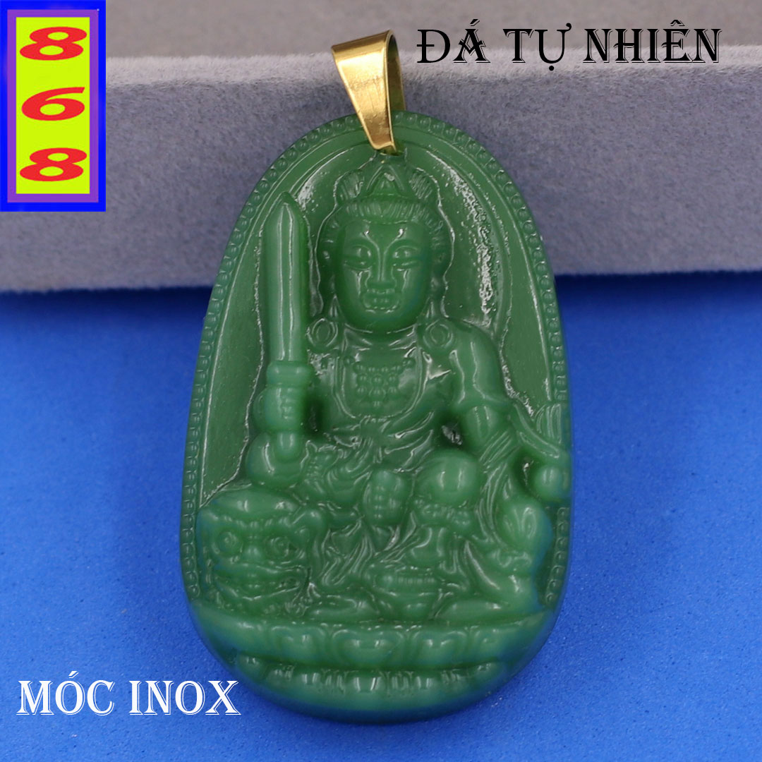 [HCM]Mặt dây chuyền phật Bất Động Minh Vương thạch anh xanh 5cm - Phật bản mệnh tuổi Dậu - Mặt size lớn - Mang lại may mắn, bình an