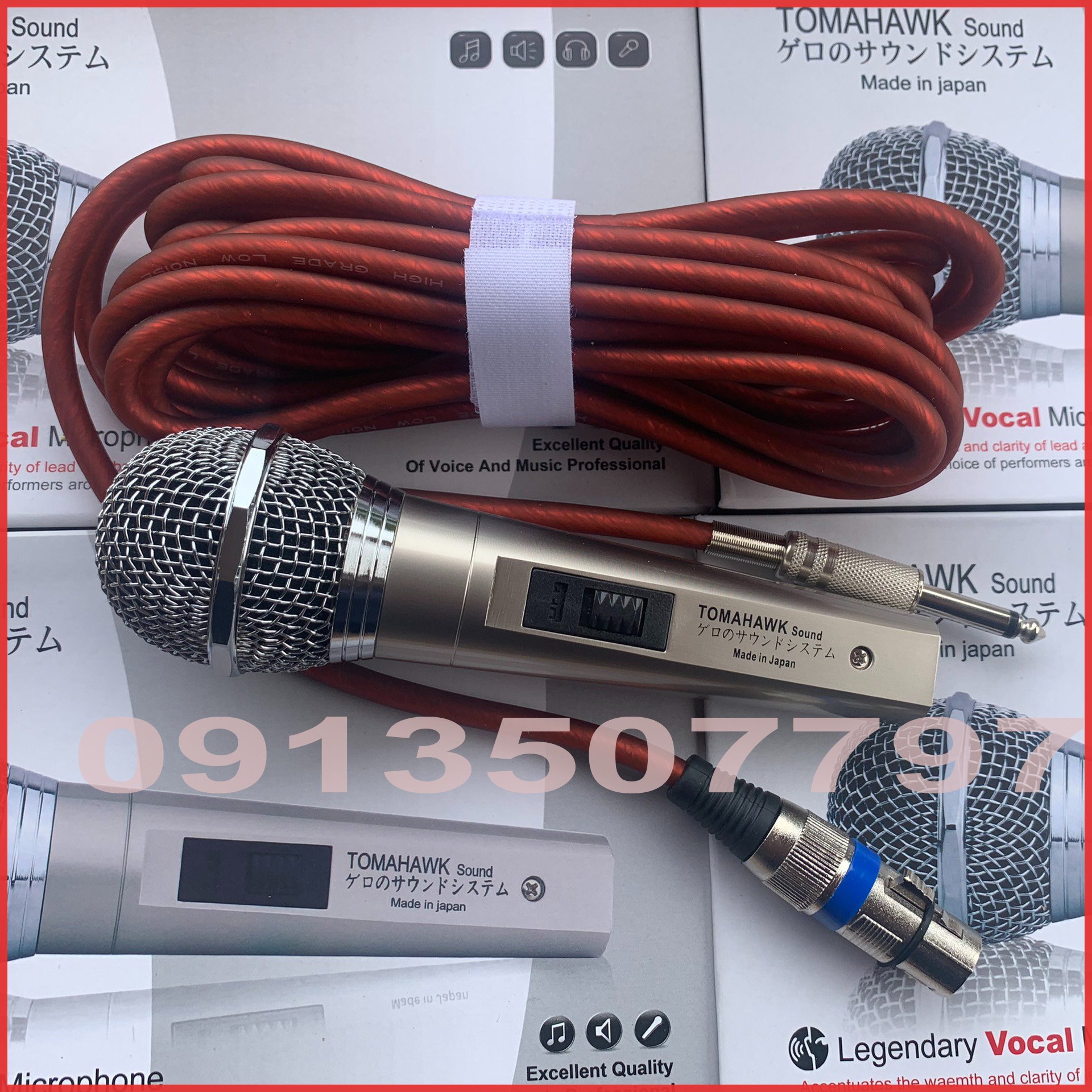 Micro karaoke có dây TOMAHAWK thương hiệu Nhật Bản, mic hát nhẹ tiếng, trong dùng cho dàn karaoke,