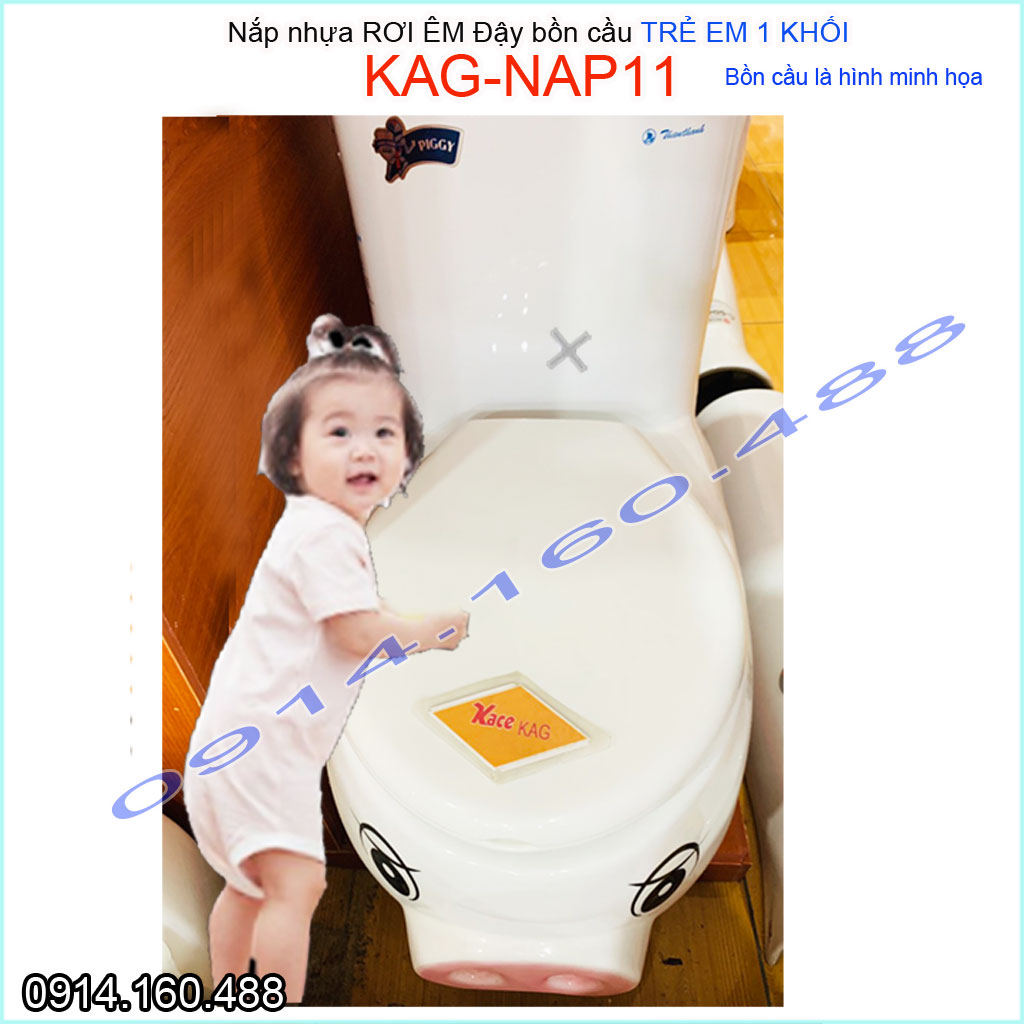 [HCM]Nắp bồn cầu trẻ em rơi êm KAG-NAP11, nắp đậy bồn cầu Thiên Thanh Viglacera cho trường mẫu giáo nhựa trắng dày đẹp